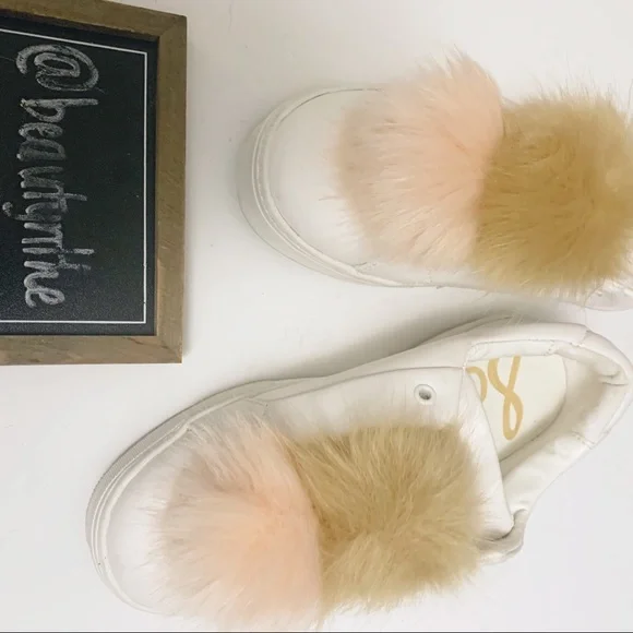 Sam Edelman faux fur pom pom sneakers - Picture 2 of 9